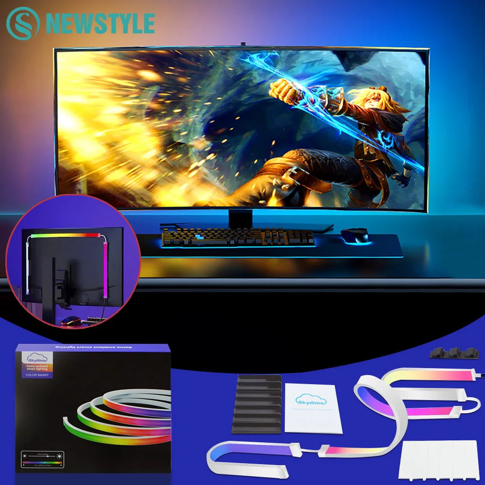 Smart LED Gaming Strip Light Computer Monitor Backlight Sync Strip Light RGB Light Bar Screen USB Gaming Bedroom Decor Lamp