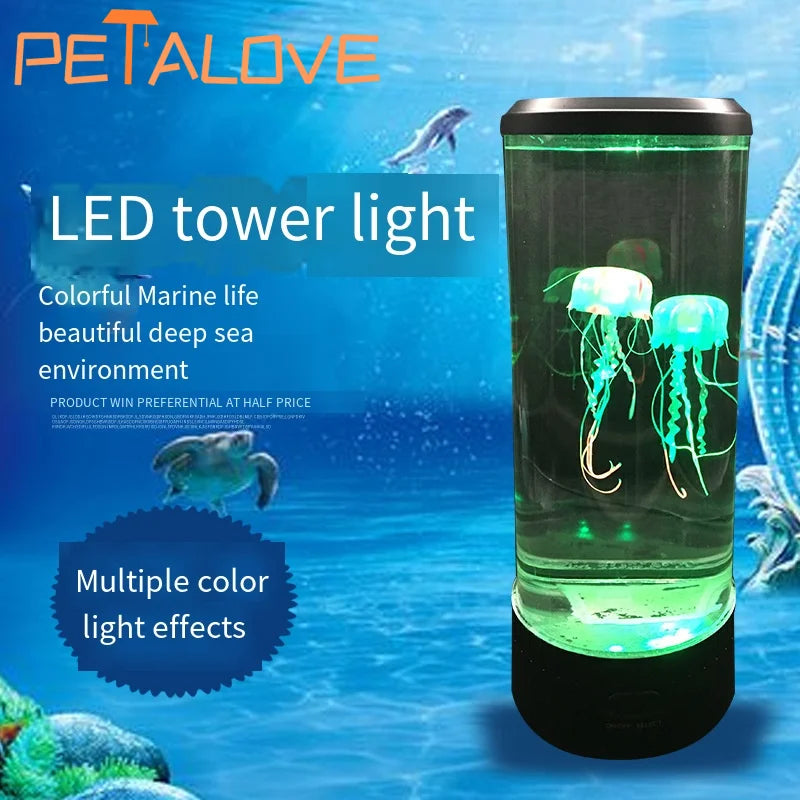 Jellyfish Lava Lamp Aquarium Ocean Night Lights 7Colors