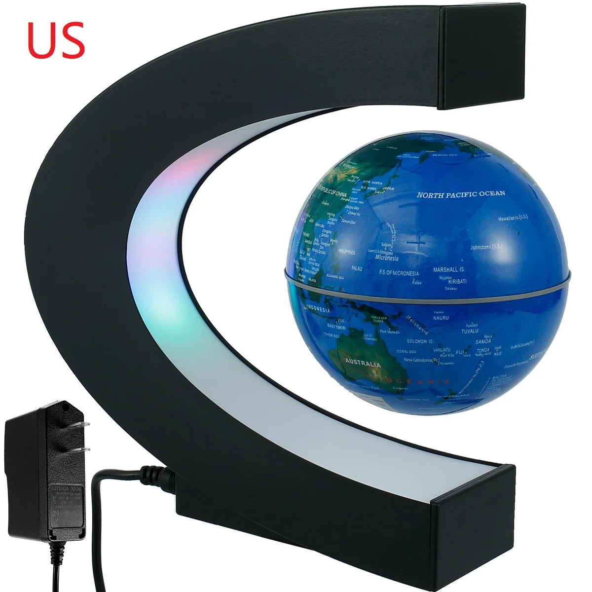 World Map Magnetic Levitation Globe LED Rotating Earth Floating Levitating Lamp