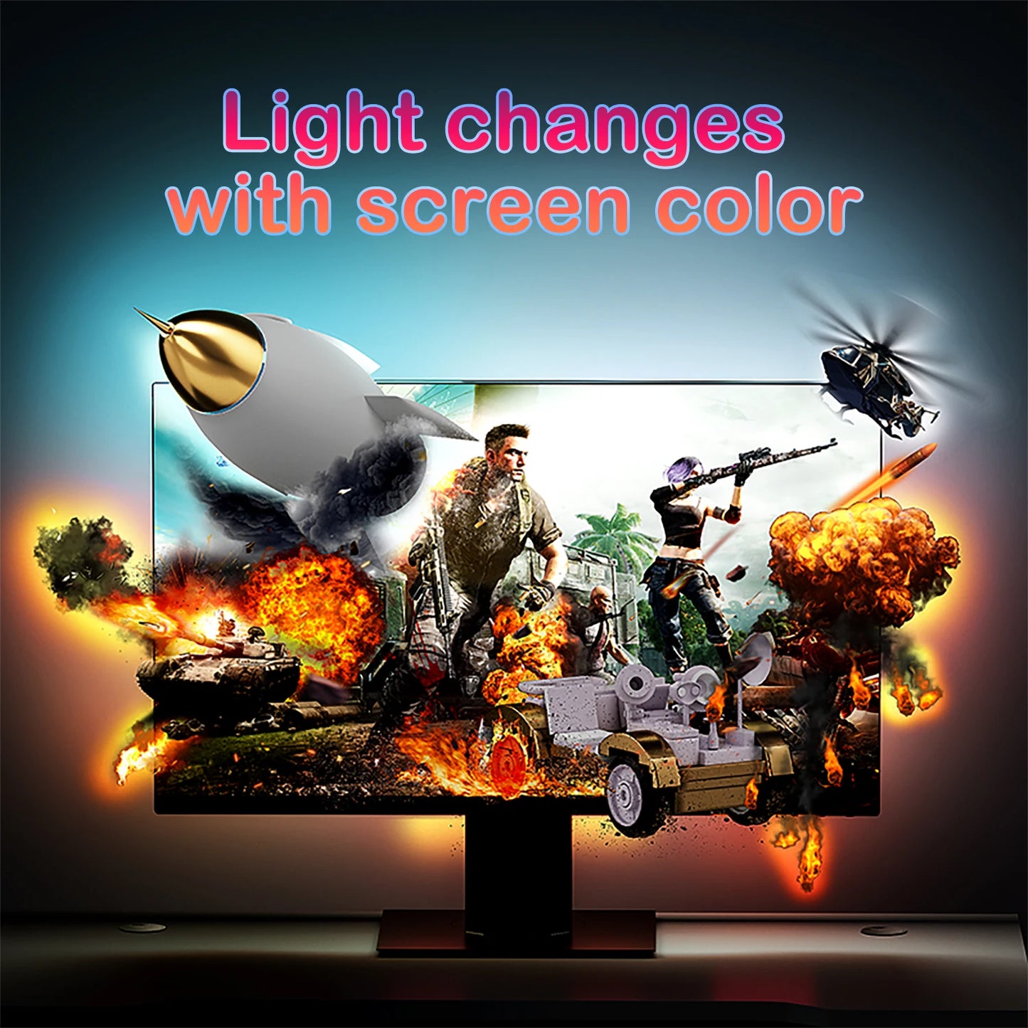 Smart LED Gaming Strip Light Computer Monitor Backlight Sync Strip Light RGB Light Bar Screen USB Gaming Bedroom Decor Lamp