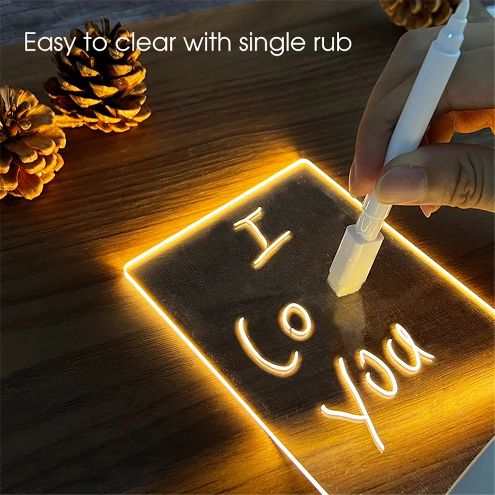 Luminous Acrylic Night Light Erasable Write Message Board