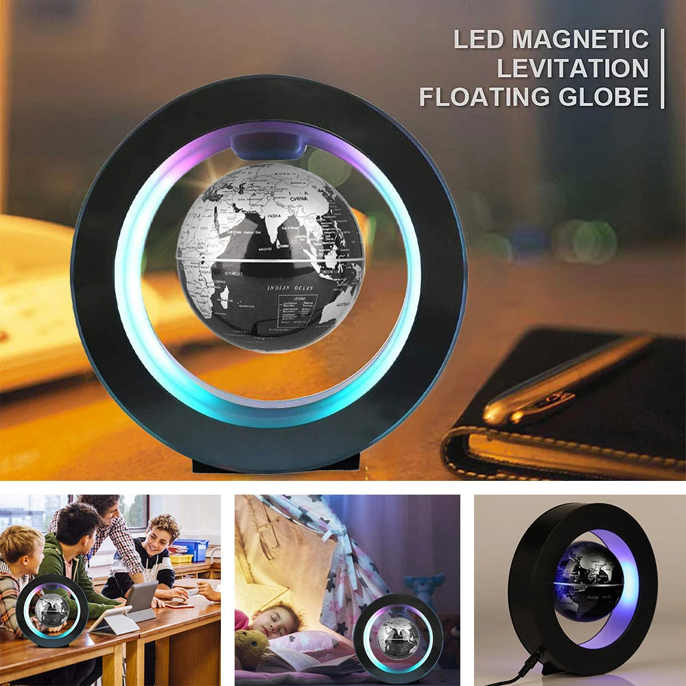 World Map Magnetic Levitation Globe LED Rotating Earth Floating Levitating Lamp