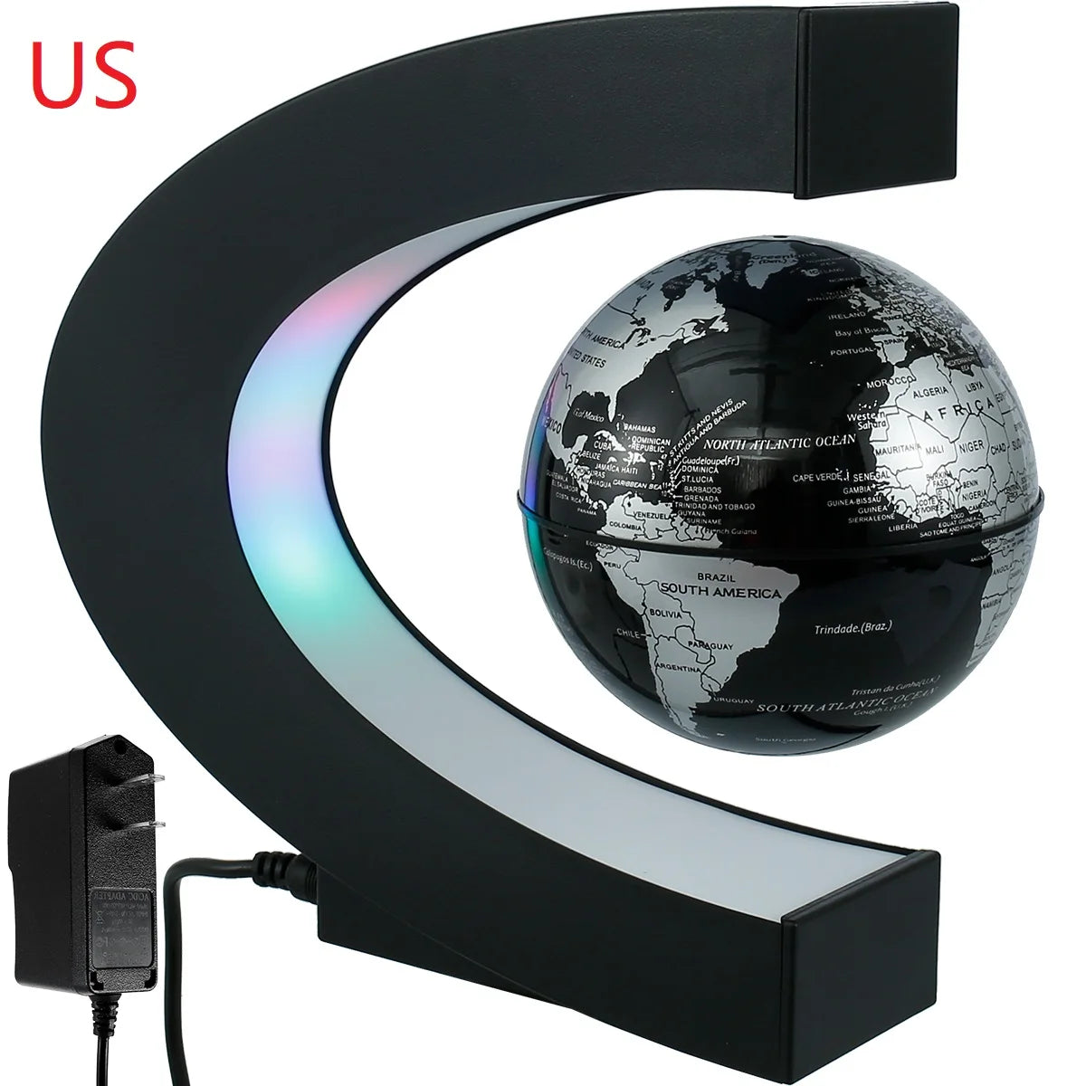 World Map Magnetic Levitation Globe LED Rotating Earth Floating Levitating Lamp