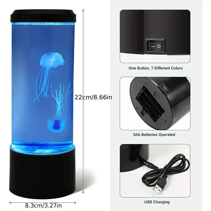 Jellyfish Lava Lamp Aquarium Ocean Night Lights 7Colors