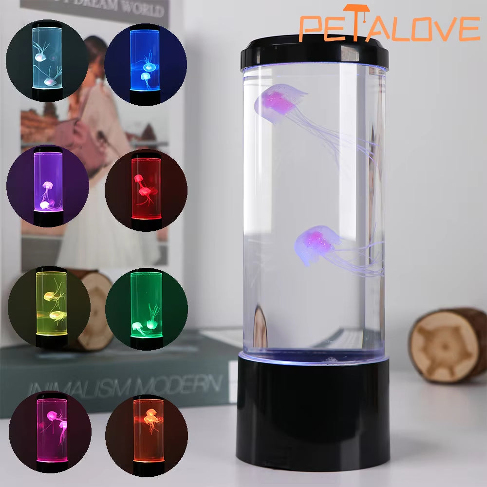 Jellyfish Lava Lamp Aquarium Ocean Night Lights 7Colors